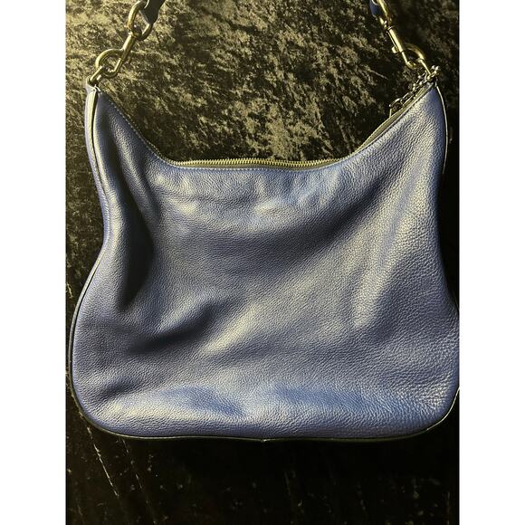 Marc Jacobs Recruit Leather Hobo Shoulder Bag Blue Pebbled Leather - Picture 8 of 13